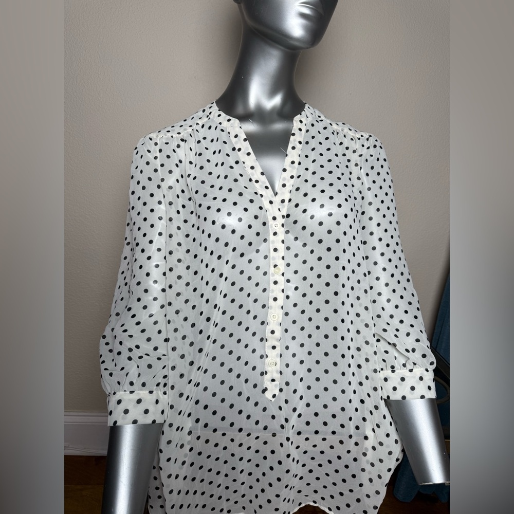 LC Lauren Conrad Black and White Polka Dot Blouse